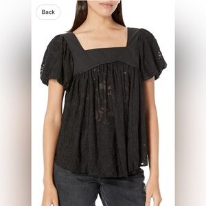FREE PEOPLE Sunrise To Sunset Lace Babydoll Top Short Sleeve NWT